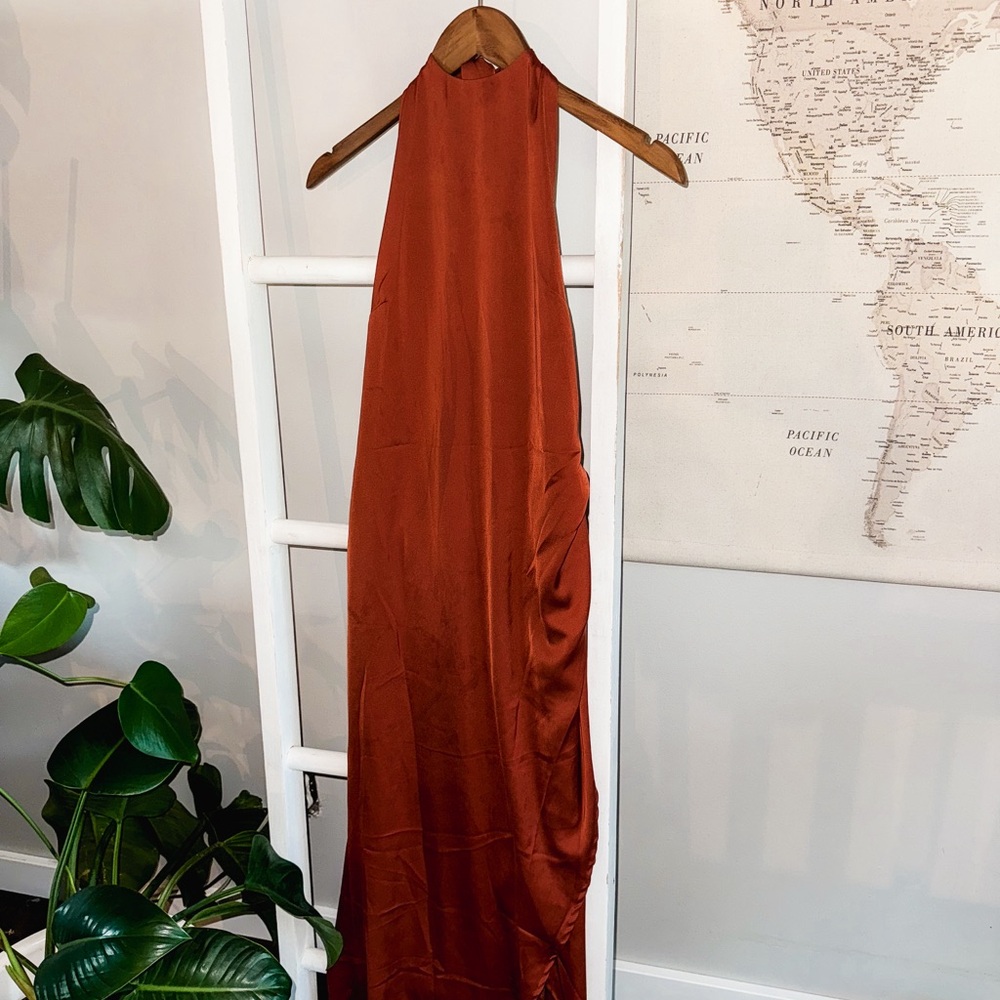 Satin Dress - Rust